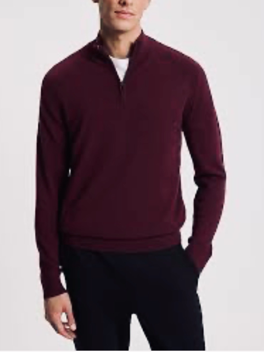 Express Men’s Lightweight Merino Wool Blend 1/2 Zip Burgundy NWT Small